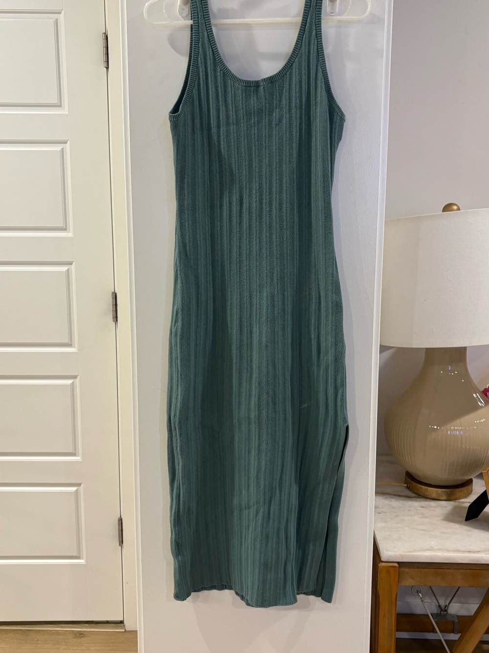 Abercrombie & Fitch Sleeveless Ribbed Maxi Dress in Teal Green